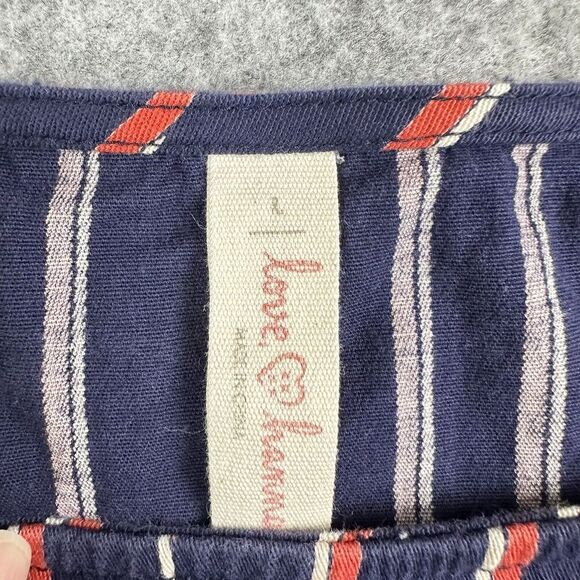 Hanna Andersson Dress Womens L Blue Stripe Shift Stretch Cap Sleeves Pockets - Picture 13 of 15